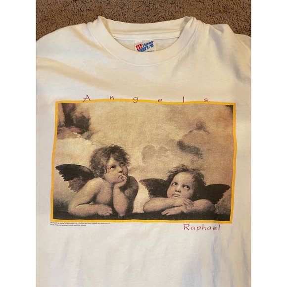 Vintage Rare 1992 Raphael Angels Art Shirt Sistine Madonna - Picture 2 of 4